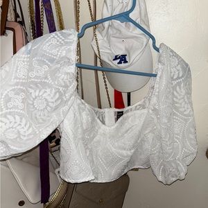 Women’s white lace crop top